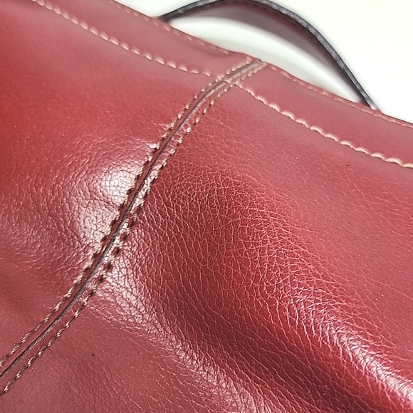 Vintage Leather Liz Claiborne Habdbag, Purse. Red Leather Tote Bag - Picture 14 of 14